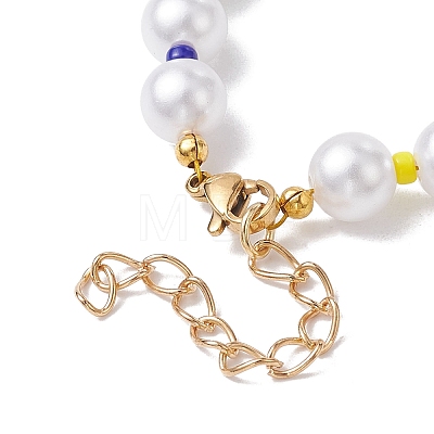 Glass & Acrylic Round Beaded Bracelets BJEW-JB10076-1