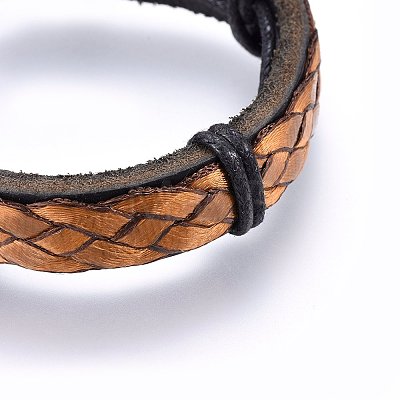 Braided Leather Cord Bracelets BJEW-F347-12-1