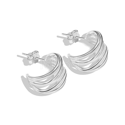 925 Sterling Silver Stud Earrings for Women EJEW-Q804-02S-1