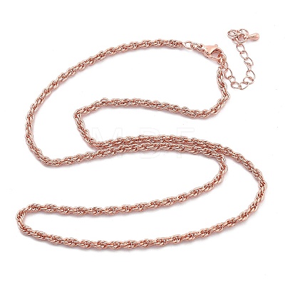 3mm Brass Rope Chain Necklaces for Men Women NJEW-G160-10RG-1