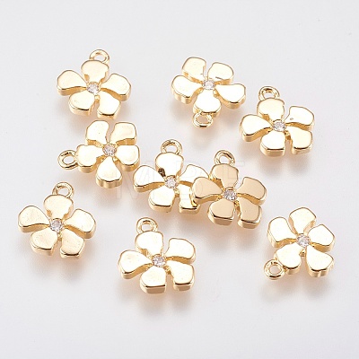 Brass Micro Pave Cubic Zirconia Charms KK-A144-032G-1