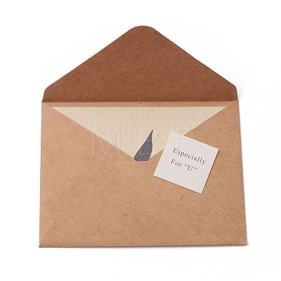 Leaf Pattern Kraft Envelopes and Greeting Cards Set DIY-WH0161-37D-1