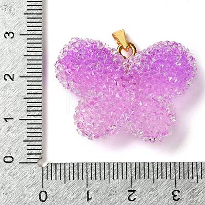 Transparent Resin Dotted Rhinetone Pendants RESI-N040-02G-05-RS-1