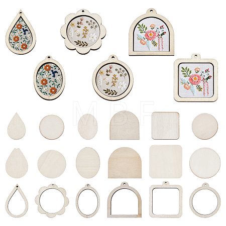 12 Bags 6 Styles Mini Wooden Embroidery Hoops DIY-FG0010-02-1