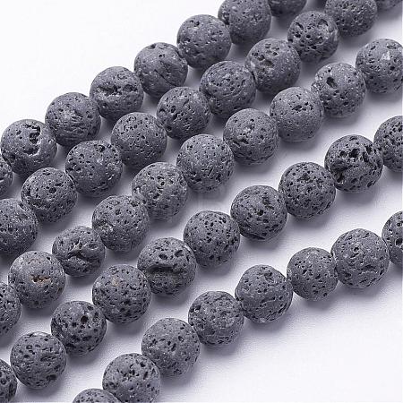 Unwaxed Natural Lava Rock Bead Strands G-F309-12mm-1