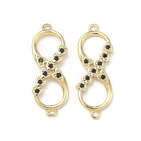 Brass Micro Pave Cubic Zirconia Heart Infinity Connector Charms KK-P350-12G-02-1