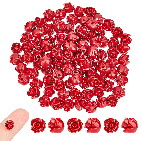 50Pcs Dyed Synthetic Coral Beads FIND-ME0003-86A-1