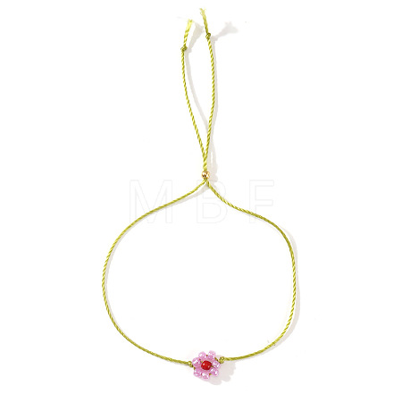 Daisy Charm Glass Seed Bead Slider Bracelets JL6020-1-1