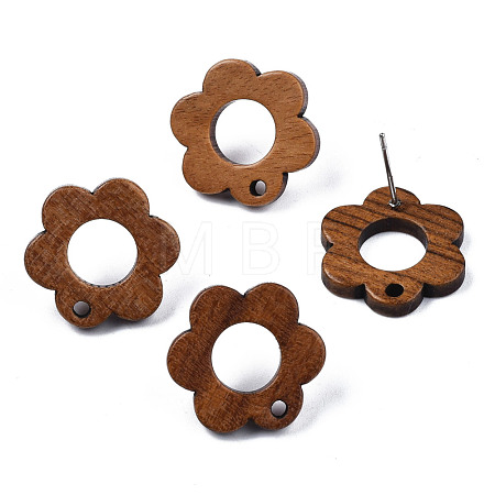 Walnut Wood Stud Earring Findings MAK-N032-016-1