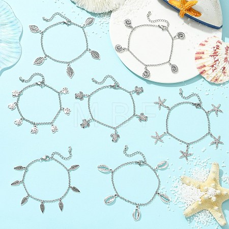 7Pcs Alloy Charm Bracelets BJEW-JB13656-1