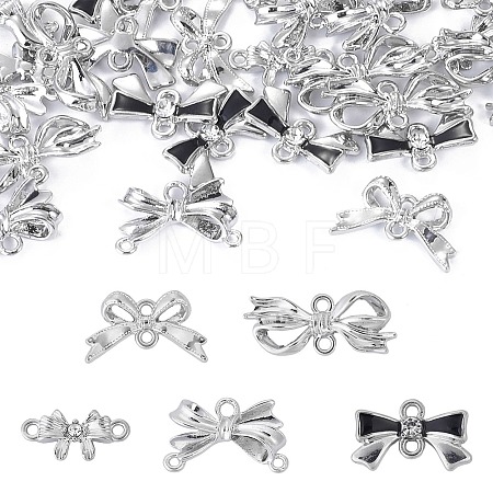 30Pcs 5 Styles Alloy Crystal Rhinestone Bowknot Links Connector Charms FIND-TA0010-98-1