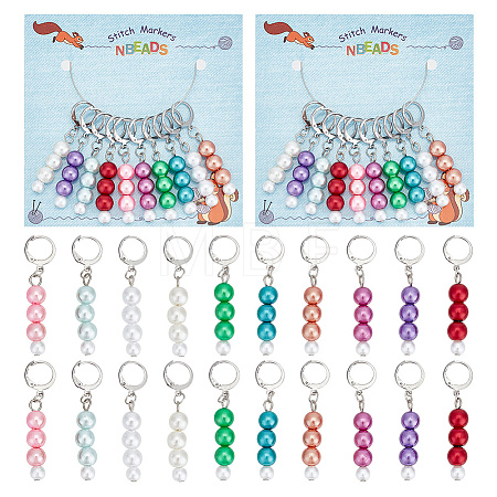 ABS Plastic Imitation Pearl Bead Stitch Markers HJEW-AB00188-1