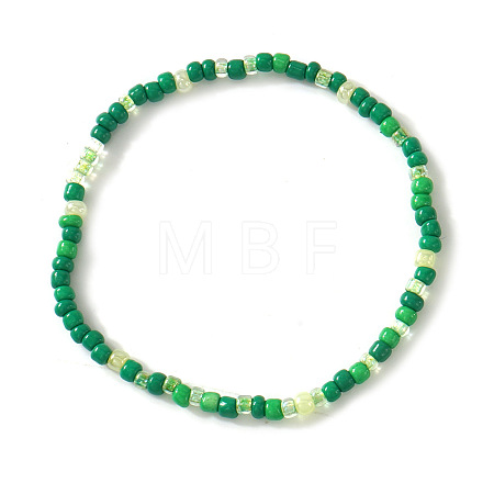 Saint Patrick's Day Glass Seed Bead Stretch Bracelets LS-RL8024-2-1