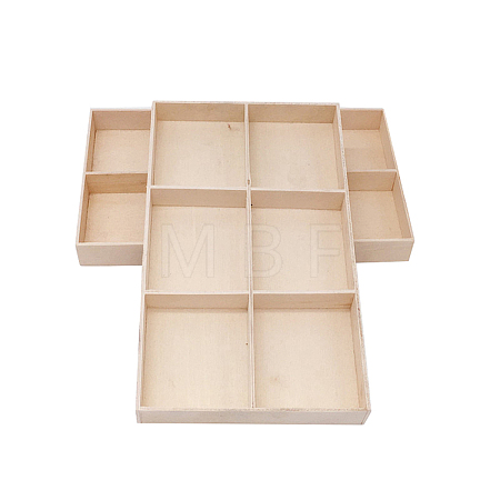 2Pcs 6 Grids Rectangle Wooden Display Trays for Jewelry AJEW-DJ0001-94B-1