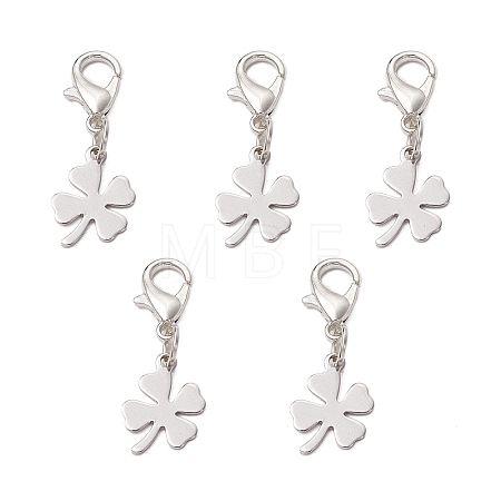 5Pcs Clover 201 Stainless Steel Pendant Decorations SA-CJ81B3-1