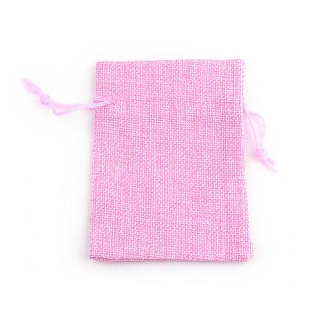 Polyester Imitation Burlap Packing Pouches Drawstring Bags ABAG-R005-9x12-19-1