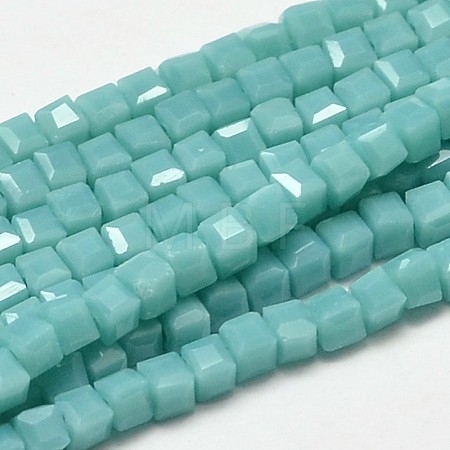 Faceted Cube Glass Beads Strands X-EGLA-J133-C06-1