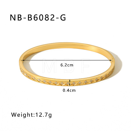 304 Stainless Steel Pave Cubic Zirconia Bangles FS-WG09E60-21-1