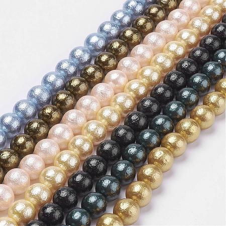 Wrinkle Textured Shell Pearl Beads Strands BSHE-E016-10mm-M-1