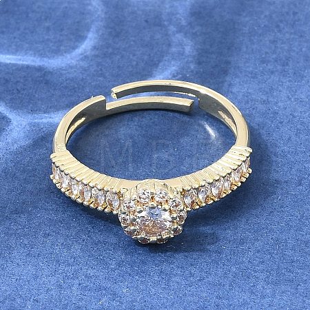 Brass Micro Pave Clear Cubic Zirconia Cuff Open Rings CU-CBA5C10-18G-1