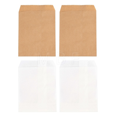100Pcs 2 Colors White & Brown Kraft Paper Bags CARB-LS0001-04-1