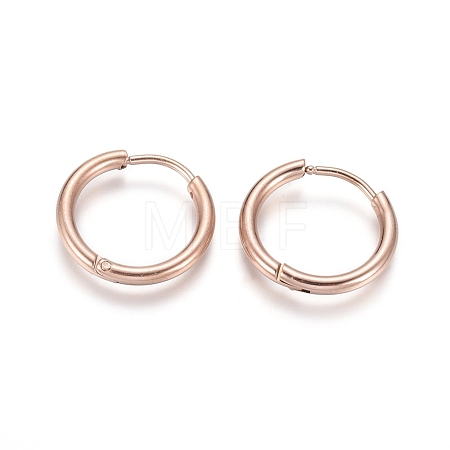 Ion Plating(IP) 304 Stainless Steel Huggie Hoop Earrings EJEW-F111A-17mm-RG-1