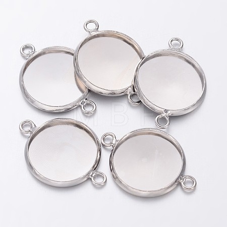 Platinum Plated Brass Bezel Connector Link Settings for Cameo Cabochons X-KK-B537-N-1