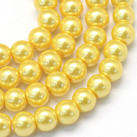 Baking Paint Pearlized Glass Pearl Round Bead Strands HY-Q330-8mm-67-1