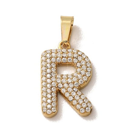 304 Stainless Steel Micro Pave Clear Cubic Zirconia Pendants CU-CBA703A-05G-R-1
