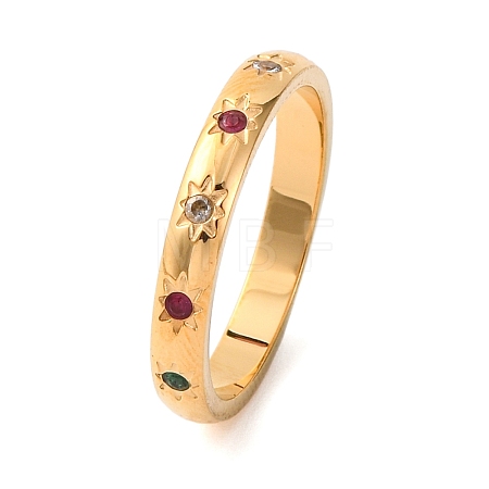 Ion Plating(IP) 304 Stainless Steel With Rhinestone Rings for Women RJEW-S239-01G-1