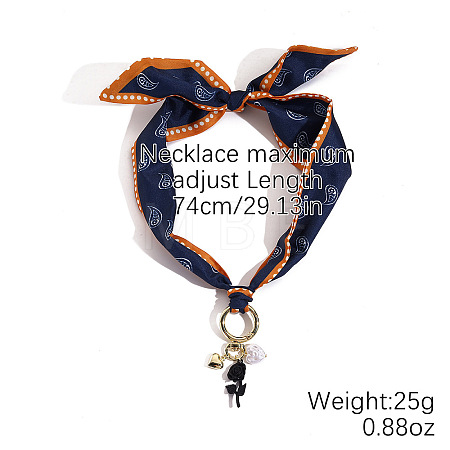 Alloy Enamel & Rhinestone & Resin & Acrylic Flower Pendant Printed Cloth Scarf Necklaces for Women FS-WG8696E-10-1