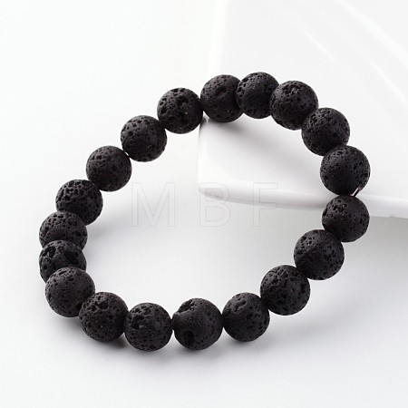 Natural Lava Rock Beads Stretch Bracelets X-BJEW-JB02411-1