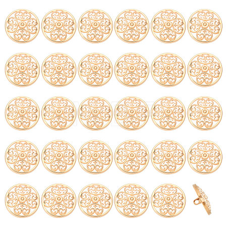 30Pcs 1-Hole Alloy Buttons BUTT-CA0001-33-1