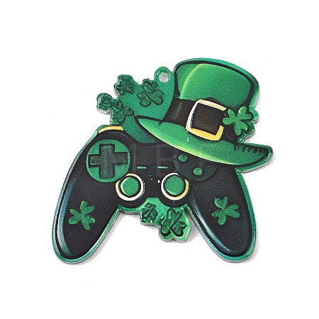 Saint Patrick's Day Opaque Printed Acrylic Pendants OACR-A045-05A-1