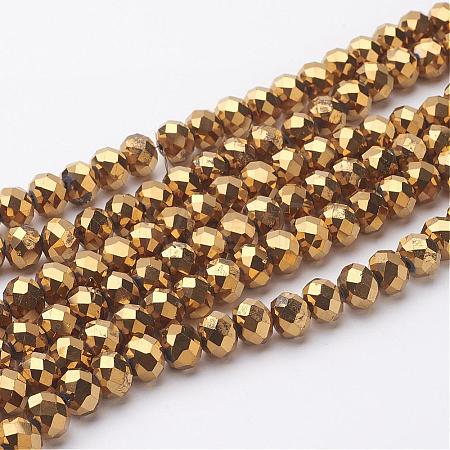 Electroplate Glass Beads Strands GR7X10MMY-G-1