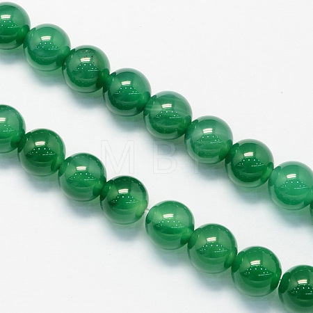 Round Dyed Natural Dyed & Heated Green Onyx Agate Beads Strands X-G-S123-6mm-1