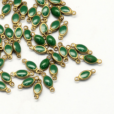 Antique Bronze Plated Brass Enamel Oval Links connectors X-KK-Q570-06C-1