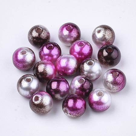 Rainbow ABS Plastic Imitation Pearl Beads OACR-Q174-6mm-12-1