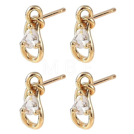 SHEGRACE Teardrop Brass Micro Pave Clear Cubic Zirconia Stud Earrings XGRQ4N543-701G-1