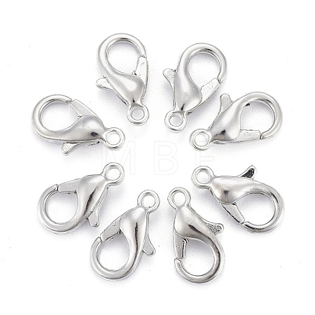 Platinum Plated Zinc Alloy Lobster Claw Clasps X-E103-P-NF-1