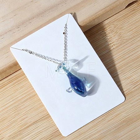 Ocean Handmade Lampwork Whale Pendant 201 Stainless Steel Cable Chain Necklaces WG91903-02-1