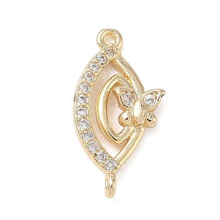 Butterfly Theme Brass Micro Pave Clear Cubic Zirconia Connector Charms CU-CBAFF5B-02A-G-1