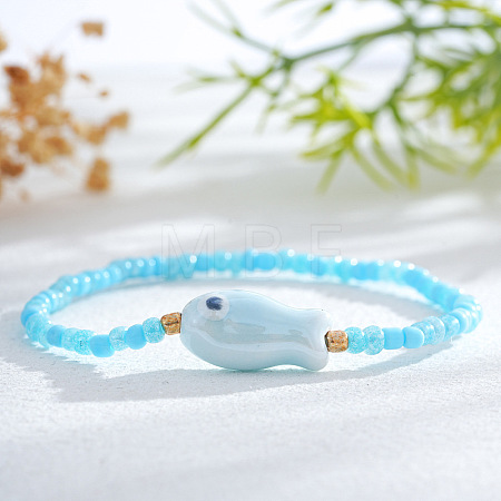 Resin & Porcelain Beads Stretch Bracelets for Women LP2947-5-1