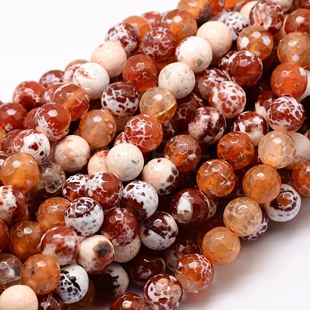 Dyed Natural Agate Faceted Round Beads Strands X-G-E320C-8mm-06-1