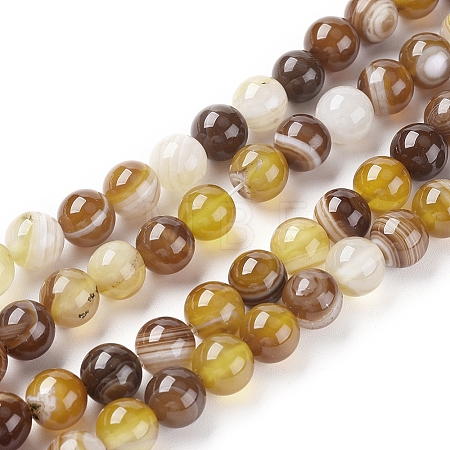 Natural Striped Agate/Banded Agate Beads Strands LS-G-G582-6mm-51-1