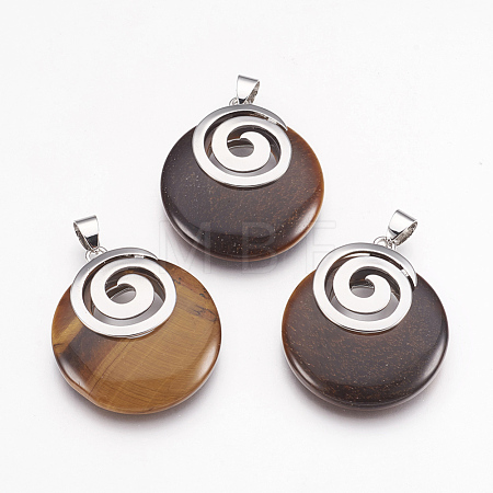 Natural Tiger Eye Pendants KK-F751-D01-1