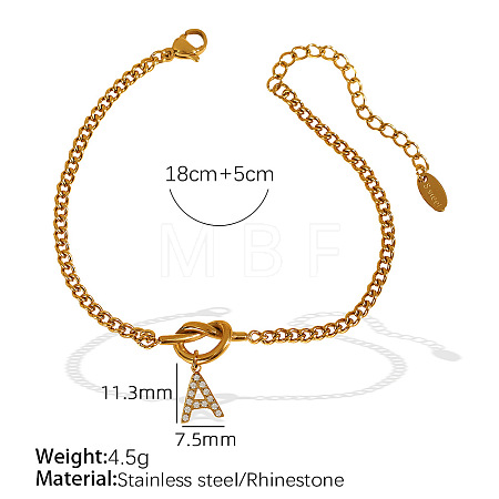 304 Stainless Steel Micro Pave Clear Cubic Zirconia Charm Bracelets WG4D47F-02-1