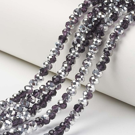 Electroplate Transparent Glass Beads Strands EGLA-A034-T8mm-M11-1