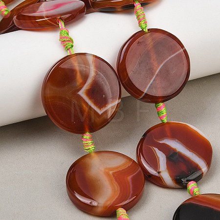 Natural Banded Agate Coin Beads Strands GG-CBAE0EB-06F-1