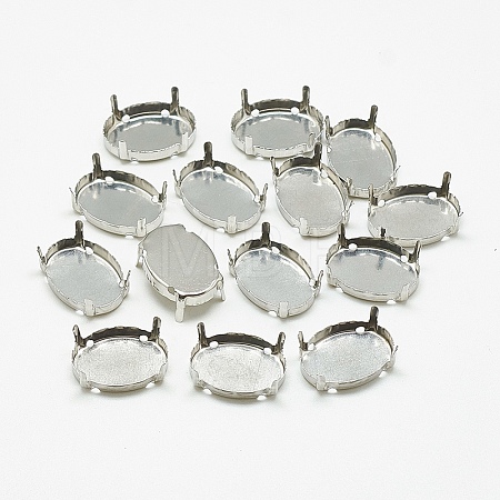 Non-Tarnish 201 Stainless Steel Sew on Prong Settings STAS-T032-03-20x30mm-1